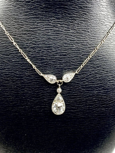 Collier Collier pendentif en or blanc 18 carats et diamants, vers 1910-1920 58 Facettes AB326