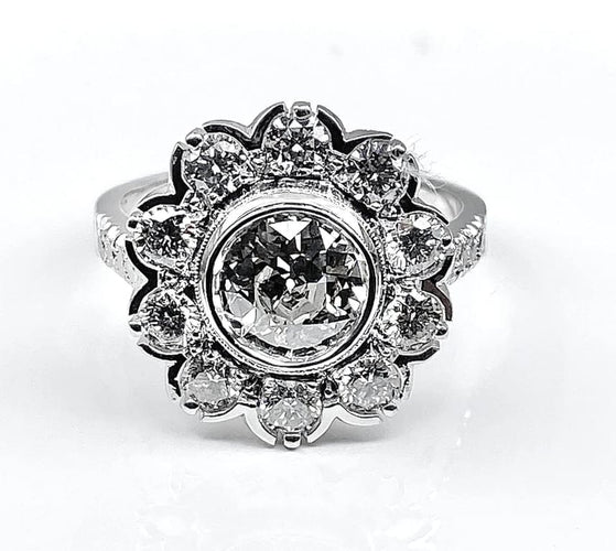 Bague 52 Bague marguerite en or blanc 18 carats avec diamants 58 Facettes AB333