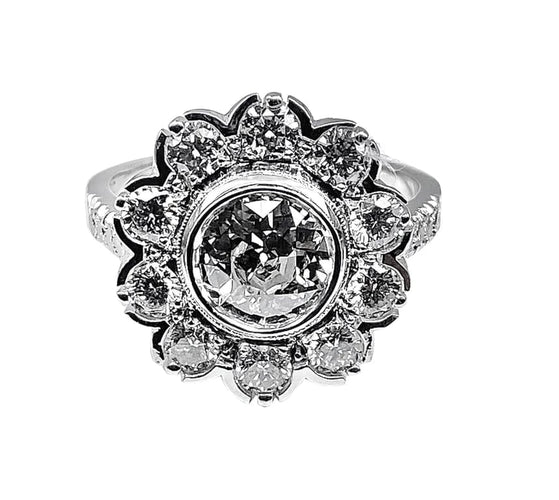 Bague 52 Bague marguerite en or blanc 18 carats avec diamants 58 Facettes AB333