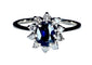 Bague 55 Bague marguerite en or blanc 18 carats avec saphir et diamants 58 Facettes AB336