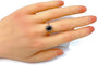 Bague 55 Bague marguerite en or blanc 18 carats avec saphir et diamants 58 Facettes AB336