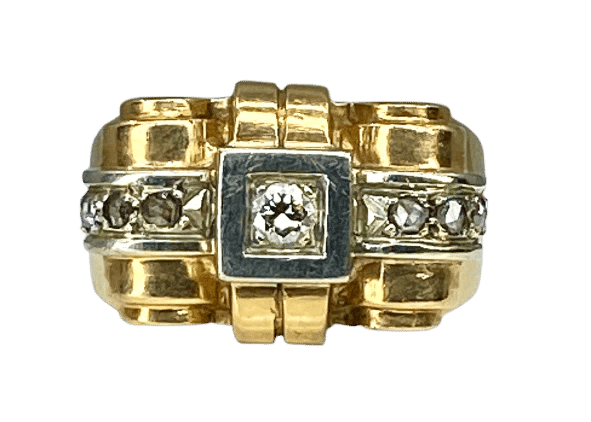 Bague 58 Bague Tank en or jaune 18 carats et diamants 58 Facettes AB339