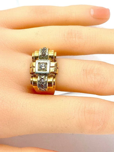 Bague 58 Bague Tank en or jaune 18 carats et diamants 58 Facettes AB339