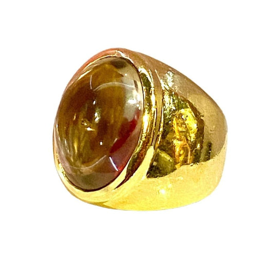 Bague 51 Bague en or jaune 18 carats à topaze cabochon 58 Facettes AB340