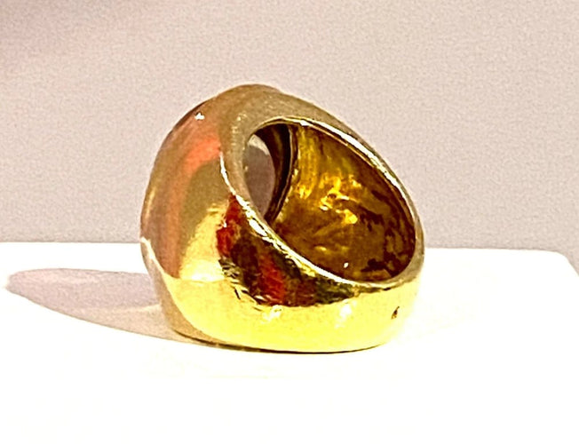 Bague 51 Bague en or jaune 18 carats à topaze cabochon 58 Facettes AB340