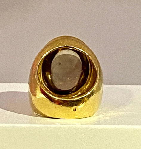 Bague 51 Bague en or jaune 18 carats à topaze cabochon 58 Facettes AB340