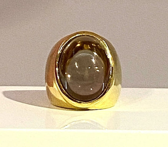 Bague 51 Bague en or jaune 18 carats à topaze cabochon 58 Facettes AB340