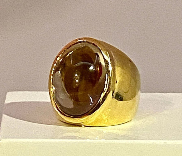 Bague 51 Bague en or jaune 18 carats à topaze cabochon 58 Facettes AB340