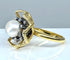 Bague 52 Bague en or 18 carats et argent avec perle fine et diamants 58 Facettes AB348