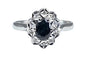 Bague 46 Bague marguerite en or blanc 18 carats au saphir et diamants 58 Facettes AB361