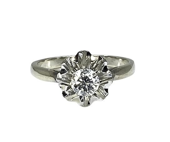 Bague 53 Bague solitaire en or blanc 18 carats avec diamant 0,40-0,45 ct 58 Facettes AB359