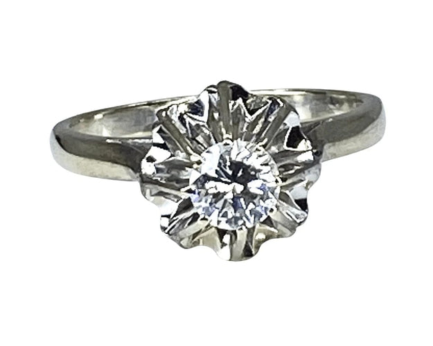 Bague 53 Bague solitaire en or blanc 18 carats avec diamant 0,40-0,45 ct 58 Facettes AB359