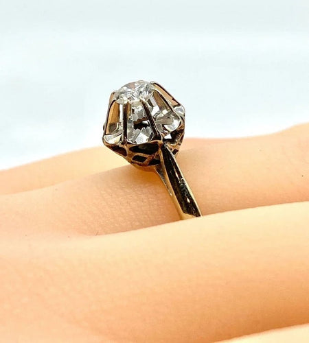 Bague 53 Bague solitaire en or blanc 18 carats avec diamant 0,40-0,45 ct 58 Facettes AB359