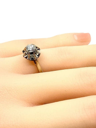 Bague 53 Bague solitaire en or blanc 18 carats avec diamant 0,40-0,45 ct 58 Facettes AB359