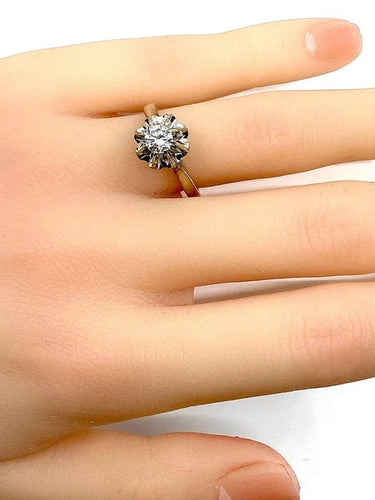 Bague 53 Bague solitaire en or blanc 18 carats avec diamant 0,40-0,45 ct 58 Facettes AB359