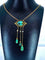 Collier Collier en or jaune 18 carats avec turquoises et perles fines 58 Facettes AB368