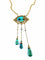 Collier Collier en or jaune 18 carats avec turquoises et perles fines 58 Facettes AB368