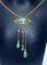 Collier Collier en or jaune 18 carats avec turquoises et perles fines 58 Facettes AB368