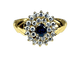 Bague 57 Bague en or jaune 18 carats avec saphir et 26 diamants 58 Facettes AB373