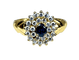 Bague 57 Bague en or jaune 18 carats avec saphir et 26 diamants 58 Facettes AB373