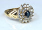 Bague 57 Bague en or jaune 18 carats avec saphir et 26 diamants 58 Facettes AB373