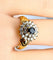 Bague 57 Bague en or jaune 18 carats avec saphir et 26 diamants 58 Facettes AB373