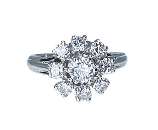Bague 53 Bague marguerite en or blanc 18 carats sertie de diamants 58 Facettes AB378