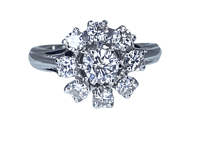 Bague 53 Bague marguerite en or blanc 18 carats sertie de diamants 58 Facettes AB378