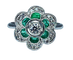 Bague 54 Bague en or blanc 18 carats avec émeraudes et diamants 58 Facettes AB379