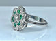 Bague 54 Bague en or blanc 18 carats avec émeraudes et diamants 58 Facettes AB379