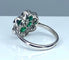 Bague 54 Bague en or blanc 18 carats avec émeraudes et diamants 58 Facettes AB379