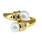 Bague 59 Bague toi et moi en or jaune 18 carats, perles et diamants 58 Facettes AB382