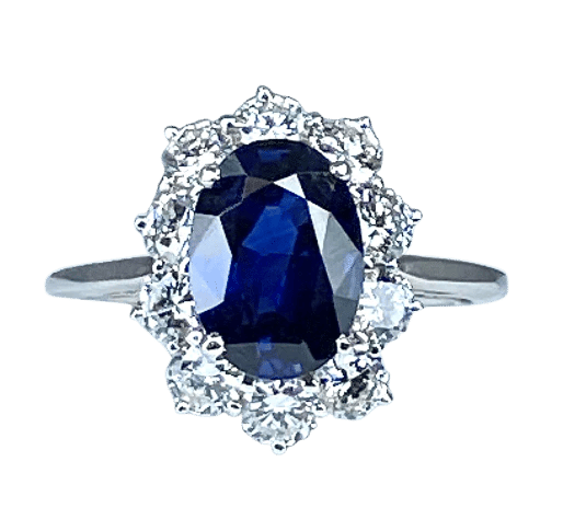 Bague 56 Bague en or blanc 18 carats avec saphir 3,57 ct et diamants 58 Facettes AB399