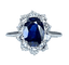 Bague 56 Bague en or blanc 18 carats avec saphir 3,57 ct et diamants 58 Facettes AB399