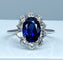 Bague 56 Bague en or blanc 18 carats avec saphir 3,57 ct et diamants 58 Facettes AB399