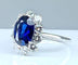 Bague 56 Bague en or blanc 18 carats avec saphir 3,57 ct et diamants 58 Facettes AB399