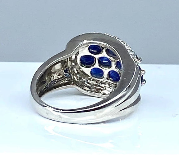 Bague 49 Bague bandeau en or blanc 18 carats saphirs et diamants 58 Facettes AB400