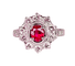 Bague 51 Bague marguerite en or blanc 18 carats avec rubis et diamants 58 Facettes AB413