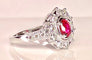 Bague 51 Bague marguerite en or blanc 18 carats avec rubis et diamants 58 Facettes AB413