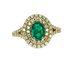 Bague 52 Bague en or jaune 18 carats avec émeraude et diamants 58 Facettes AB408
