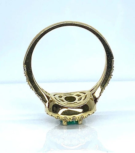 Bague 52 Bague en or jaune 18 carats avec émeraude et diamants 58 Facettes AB408