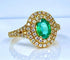 Bague 52 Bague en or jaune 18 carats avec émeraude et diamants 58 Facettes AB408