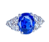 Bague 50 Bague en or blanc 18 carats avec saphir birman 5,32 ct et diamants 58 Facettes AB416