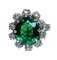 Bague 48 Bague en or blanc avec pierre verte et 10 diamants 58 Facettes AB426