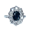 Bague 55 Bague marguerite en or blanc 18 carats, saphir 2,11 ct et diamants 58 Facettes AB431
