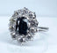 Bague 55 Bague marguerite en or blanc 18 carats, saphir 2,11 ct et diamants 58 Facettes AB431