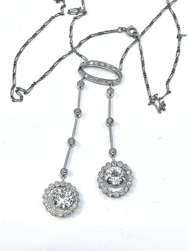 Collier Collier négligé - Platine et diamants taille ancienne, vers 1900 58 Facettes AB434