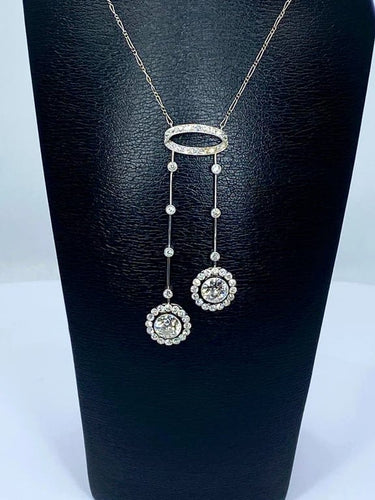 Collier Collier négligé - Platine et diamants taille ancienne, vers 1900 58 Facettes AB434
