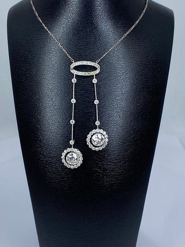 Collier Collier négligé - Platine et diamants taille ancienne, vers 1900 58 Facettes AB434