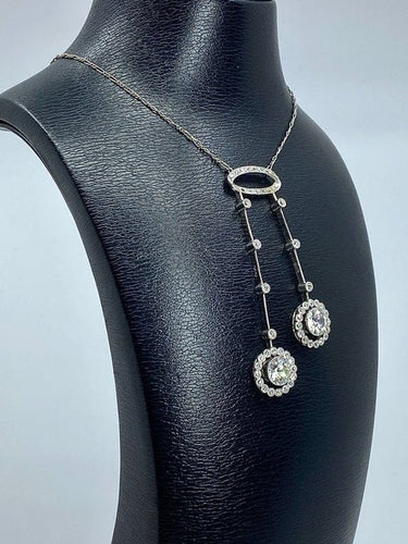 Collier Collier négligé - Platine et diamants taille ancienne, vers 1900 58 Facettes AB434